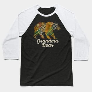 Grandma Bear Patchwork Buffalo Plaid Baseball T-Shirt